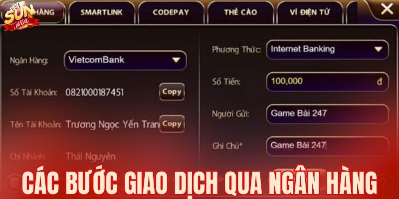 Các bước giao dịch qua ngân hàng