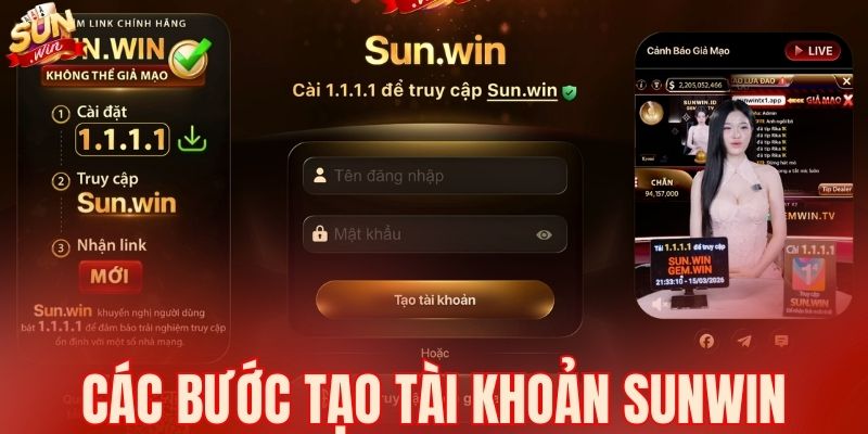 Các bước tạo tài khoản SUNWIN