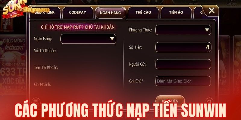 Các phương thức nạp tiền SUNWIN
