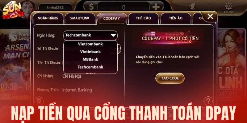 Nạp tiền qua cổng thanh toán DPay